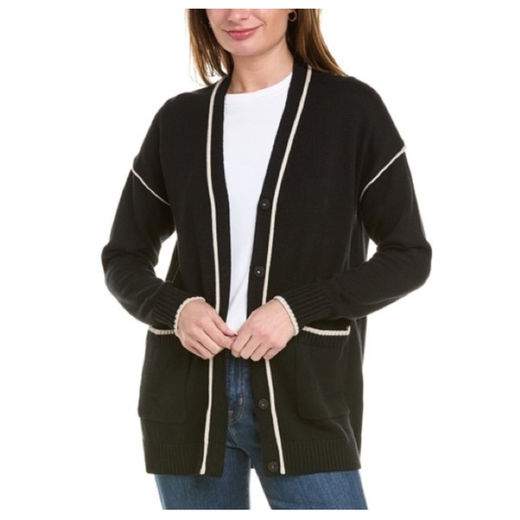 CAbi Black and Cream Amelia Cardigan Size Medium - Picture 1 of 11